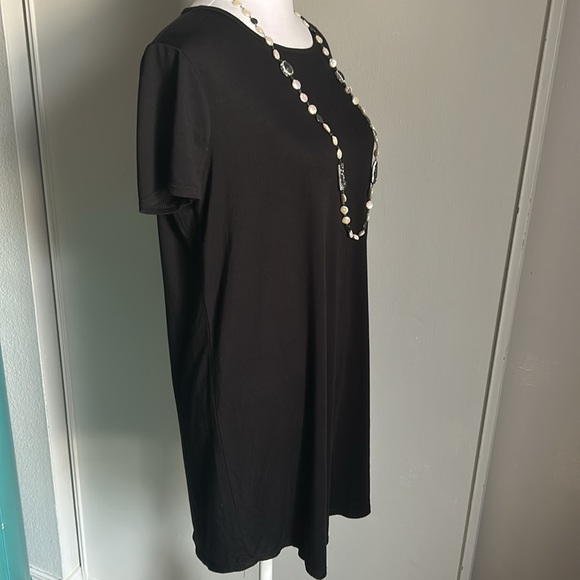 Socialite Women’s Black Short Sleeve Jersey Mini Dress Pool Beach Resort Coverup - Picture 2 of 9